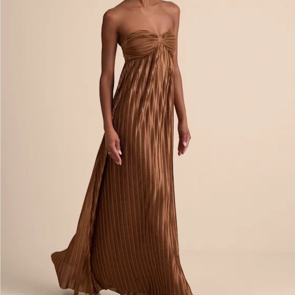 Lulu's Strapless Bronze Maxi Dress - Picture 2 of 4